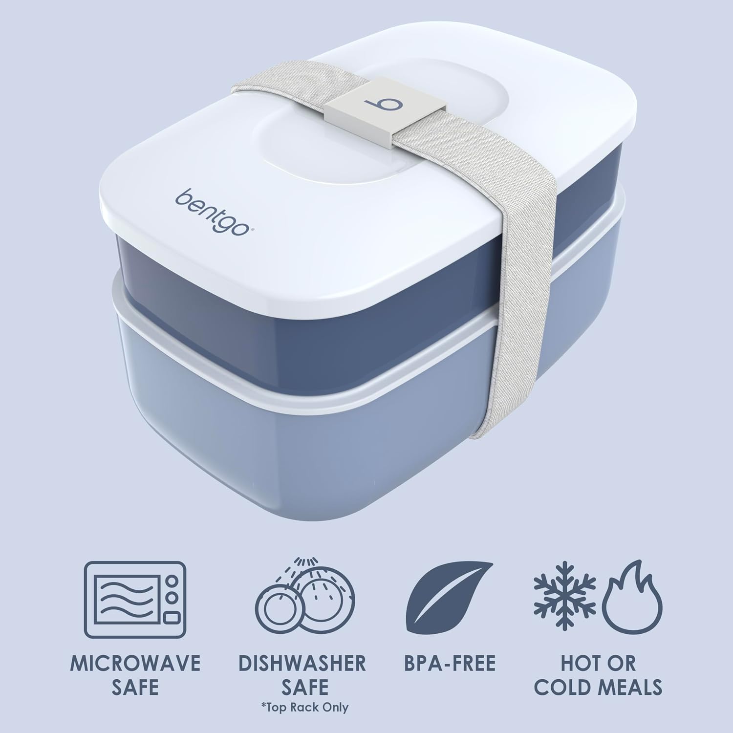 Bentgo Classic Stackable 3-Compartment Adult Bento-Style Lunch Box | Removable Utensil Set and Sealing Strap, BPA-Free, Food Container Ideal for Meal Prep, Work, and On the Go (Slate)