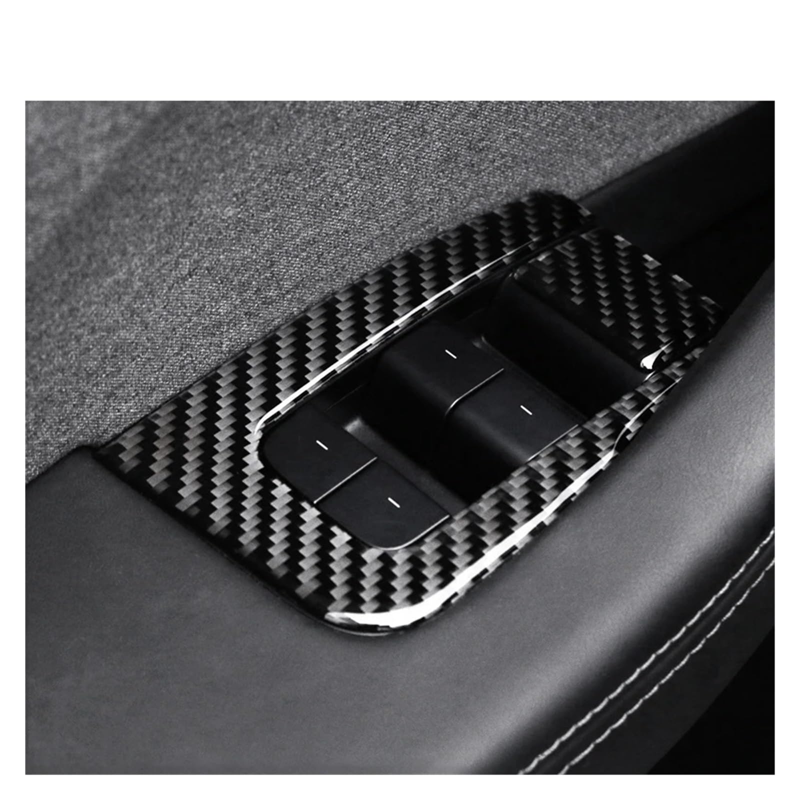 Naklejka na panel podnośnika szyby, naklejki z włókna węglowego, akcesoria do wnętrza samochodu, kompatybilne z Tesla Model 3 Highland 2024- Model Y 3(Model Y Black RHD)