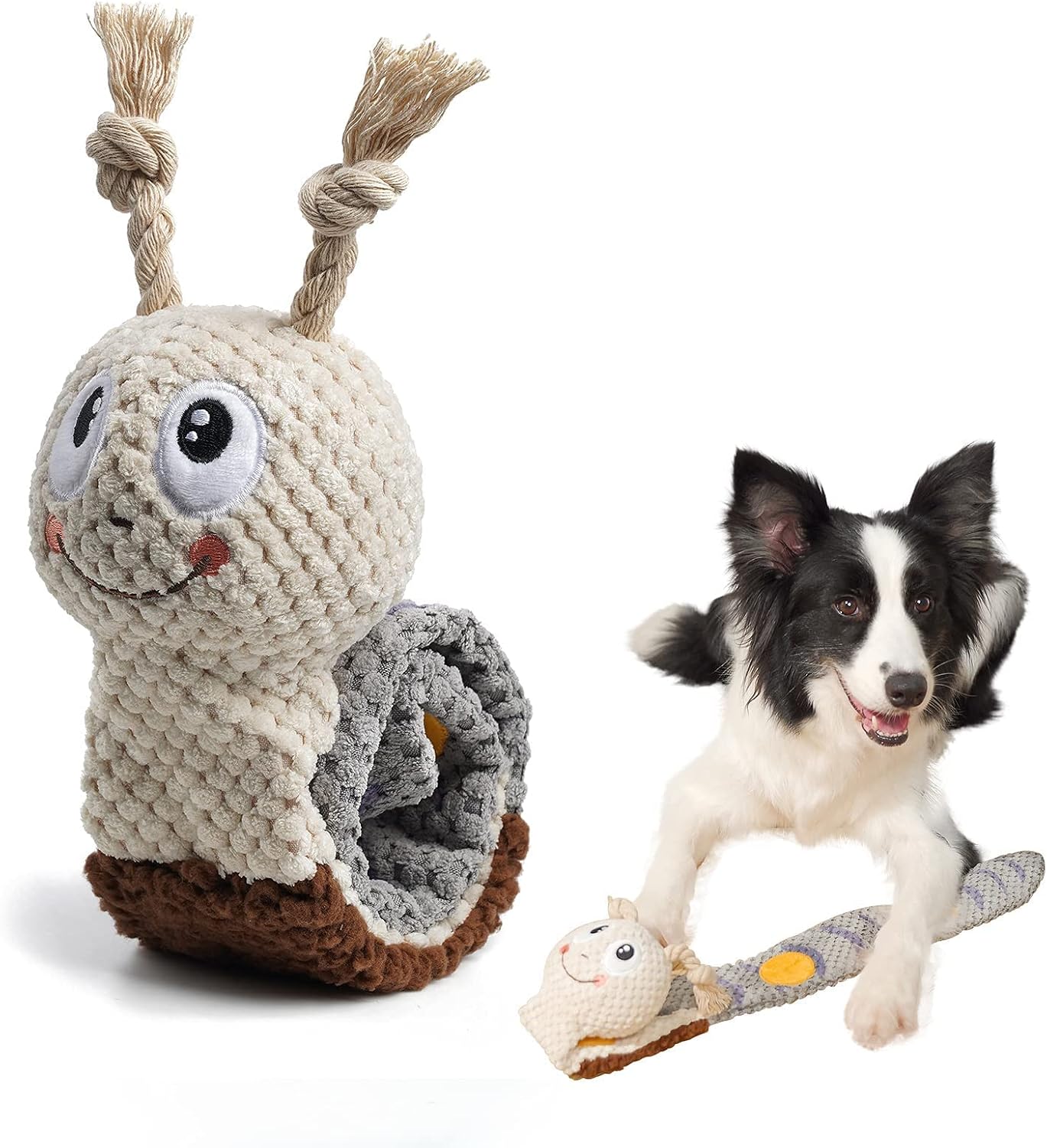 MIDOG 2-in-1 No Stuffing Plush Dog Toys Squeaky Durable Crinkle Dog Toy for Large Dogs Indestructible Stuffed Dog Chew Toy for Aggressive Chewers Small Medium Dog Tug Toy Pet Treat Toy Puppy Toys