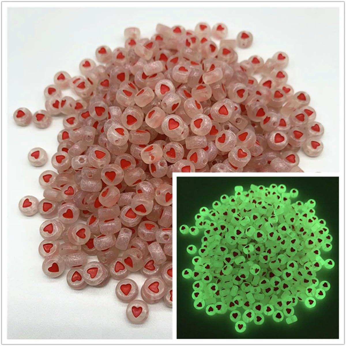 HUIOYG 100pcs 7mm Luminous Letter Beads Oval Acrylic Spaced for Jewelry Making