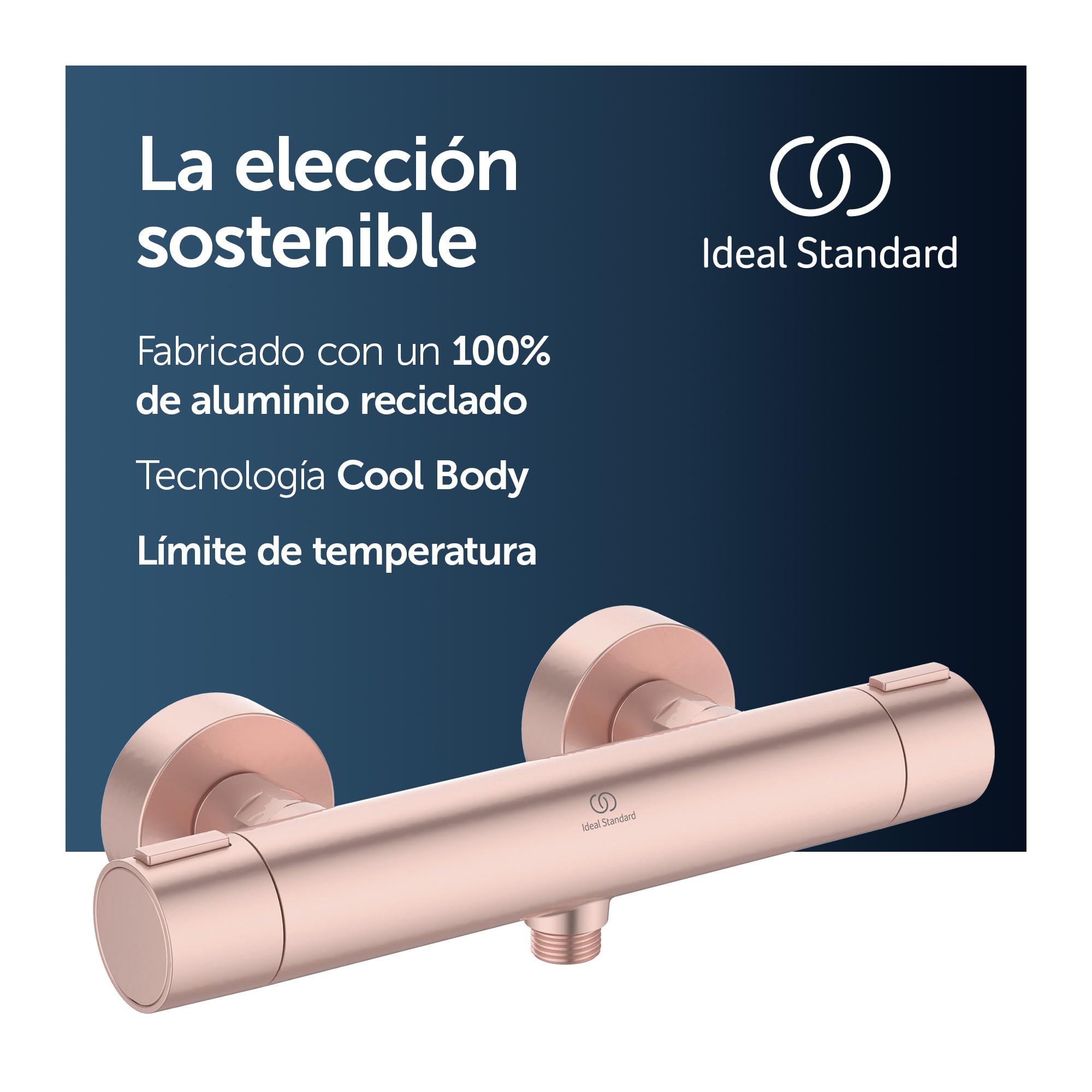 Ideal Standard Ceratherm Alu+ Monomando ducha exterior, Fabricado con un 100% de aluminio reciclado, ahorra agua y energía, función de termostato y protección contra quemaduras – Rosa (292x105x72 mm)