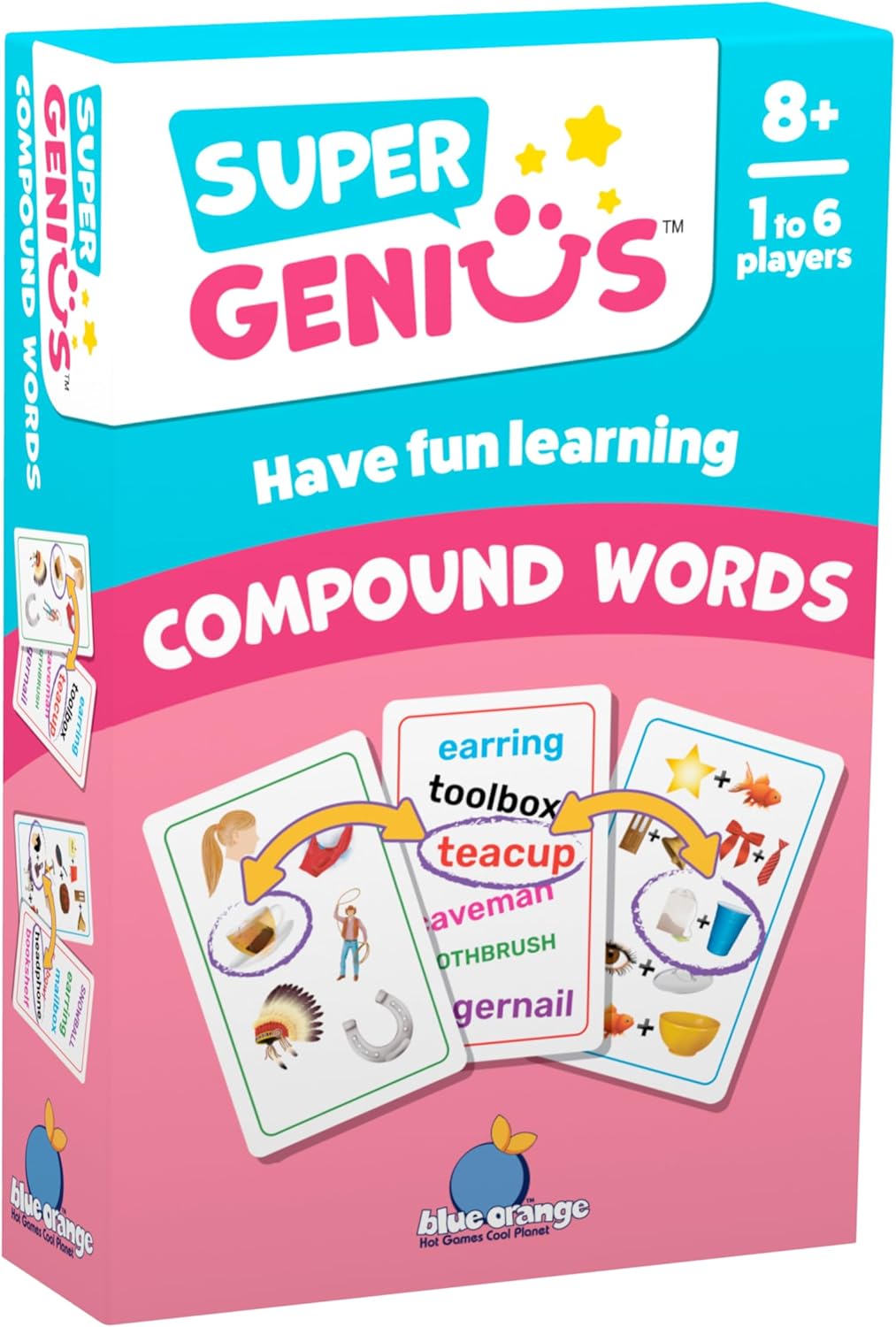 Blue Orange Super Genius Multiplication 2 - Tabletop Card Game, Fun Flash Card Concentration Matching Game for Kids, Ages 8+, 1-6 Players, Teacher Approved, Learn 6-9 Multiplication Tables Games