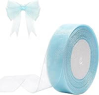 Vista 29 de Cinta de organza transparente azul real de 3/4 de pulgada, 50 yardas, cinta de gasa para envolver regalos, Navidad, Halloween, decoración de ramo