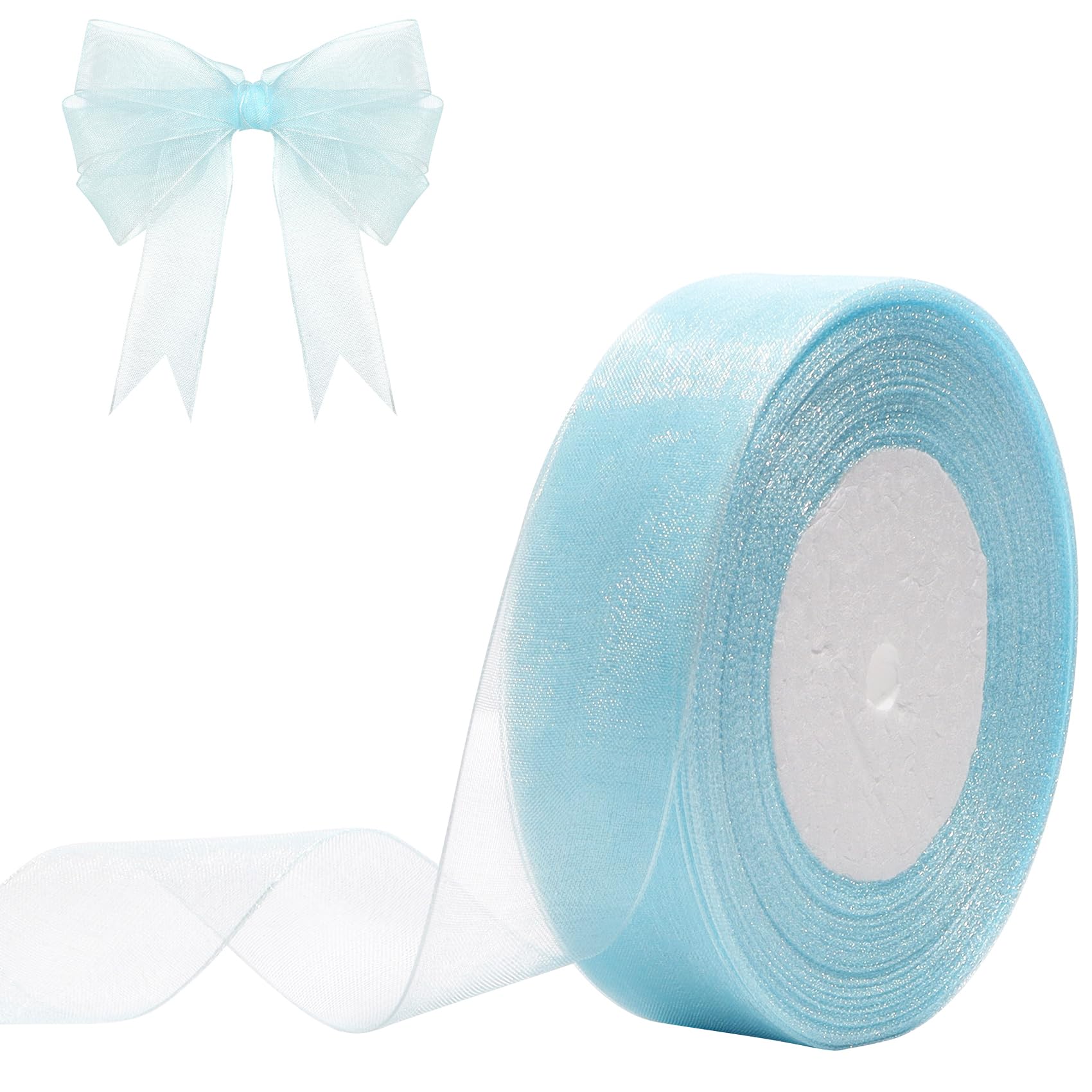 Ruban en organza bleu clair pour emballage cadeau créatif et nœud de bouquet