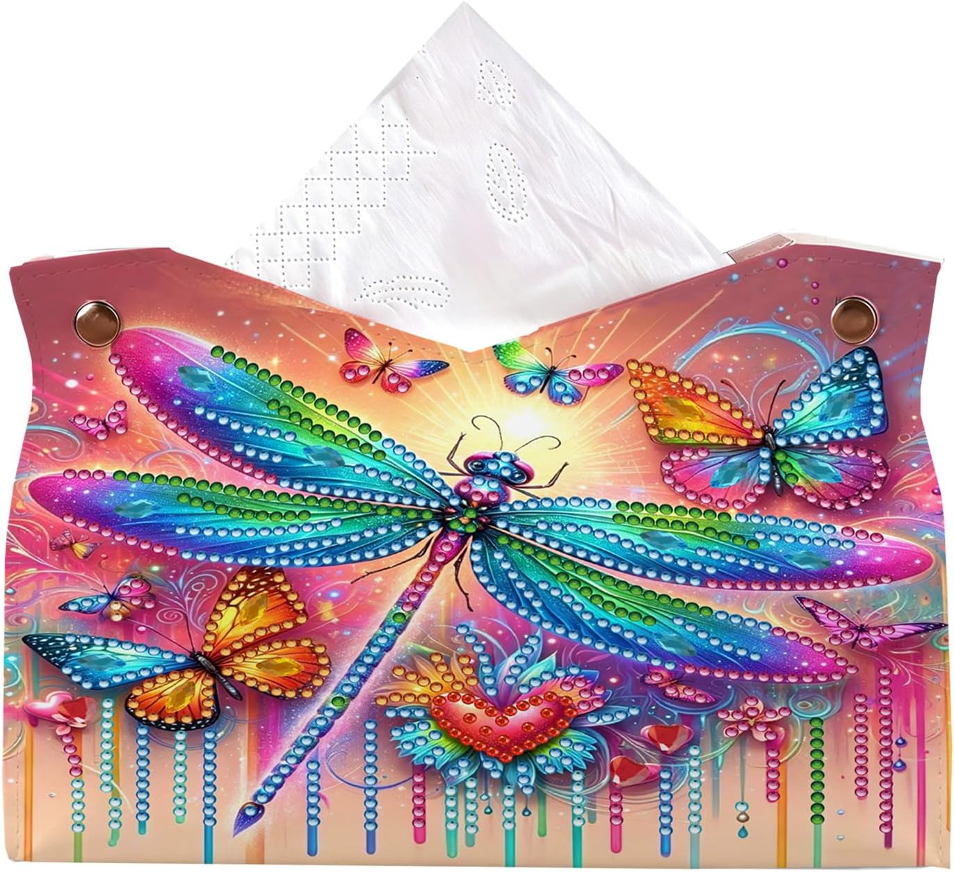 POETRYDRAW DIY Diamond Art Tissue Box Cover 9.45x6.3x5.12in Butterfly