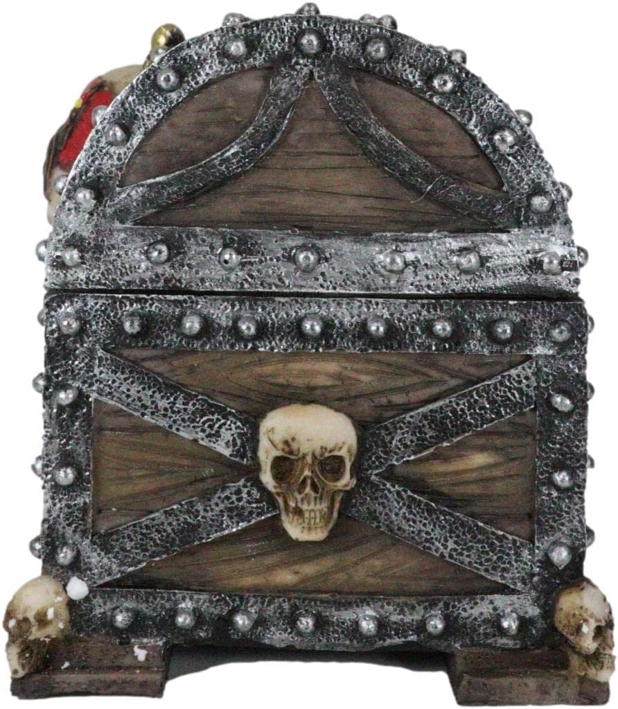 Gifts & Decors Ebros Large Caribbean Pirate Marauder Skull With Criss Cross Blades Treasure Chest Box Jewelry Box Figurine 7.25" Long