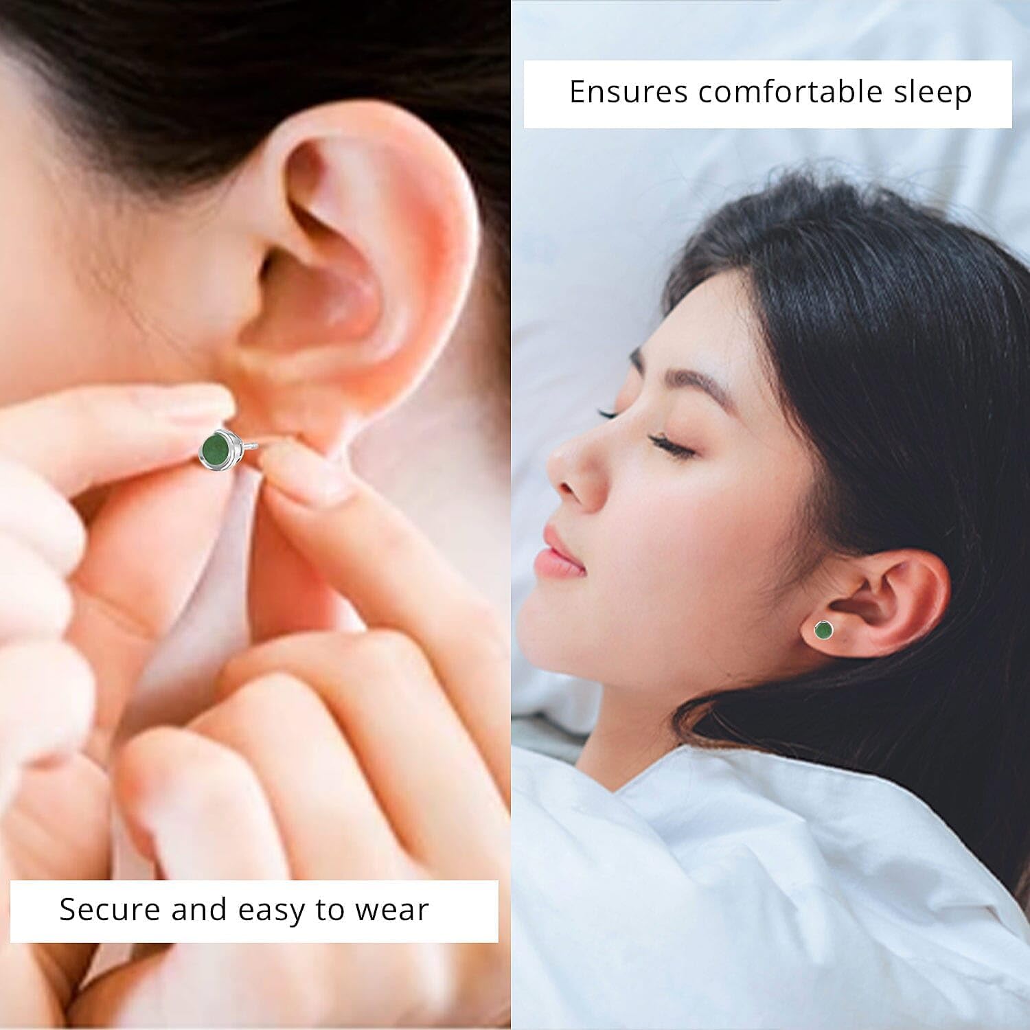 Poke Free Emerald 0.50 ctw Stud Earrings in Rhodium Over Sterling Silver
