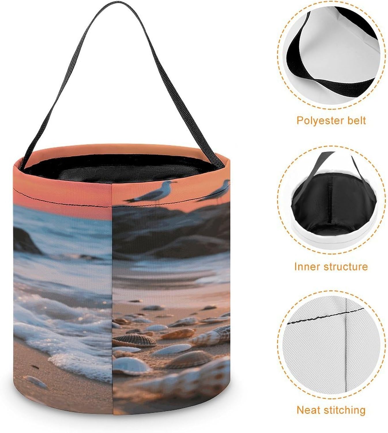 LLUTSNTH Sea Beach Sunset Halloween Tote Treat Bag for Trick Or Treat image 4