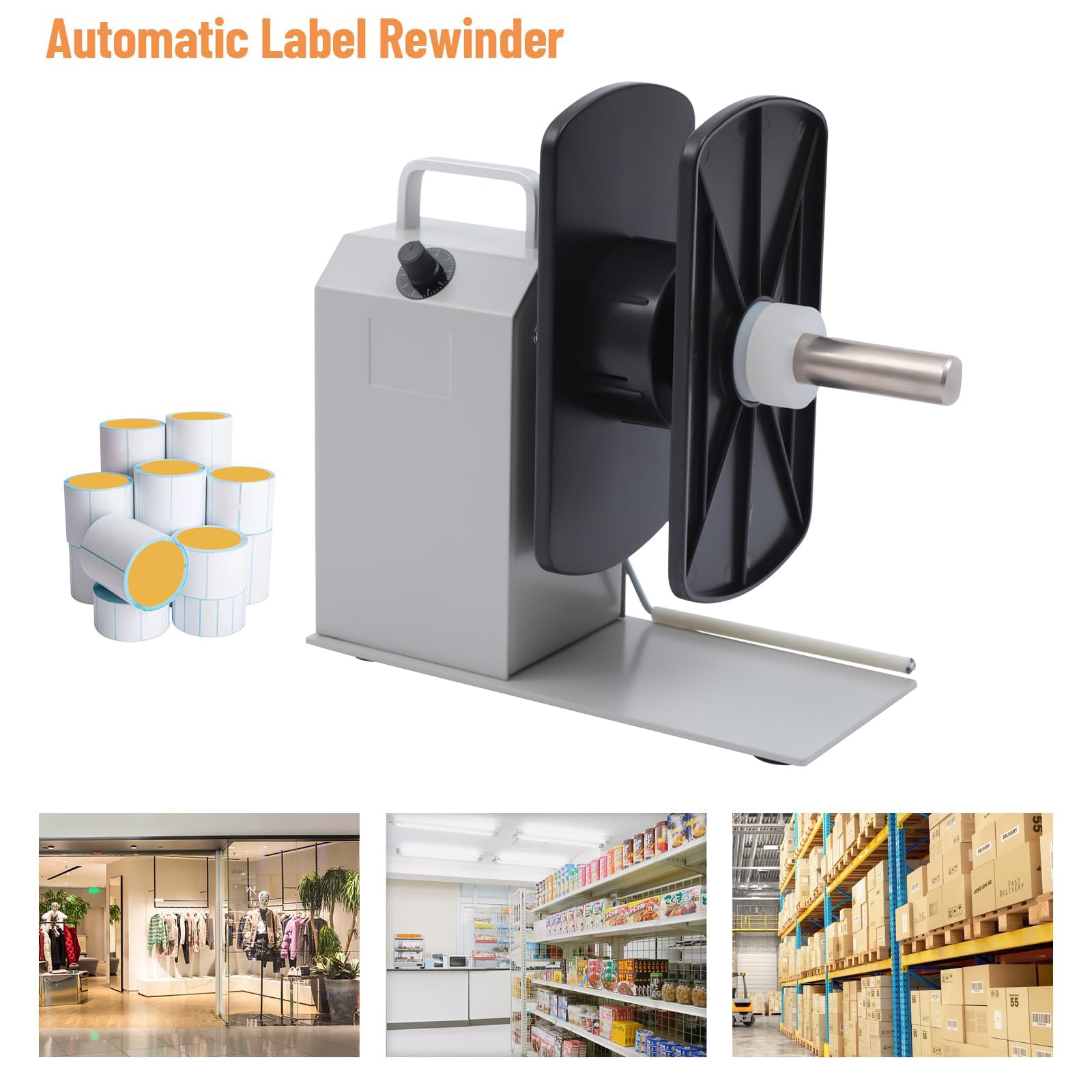 Elektrischer Etikettenaufwickler mit Einstellbarer Geschwindigkeit für Barcode-Drucker, 1/1,5/3-Zoll-Kerne
