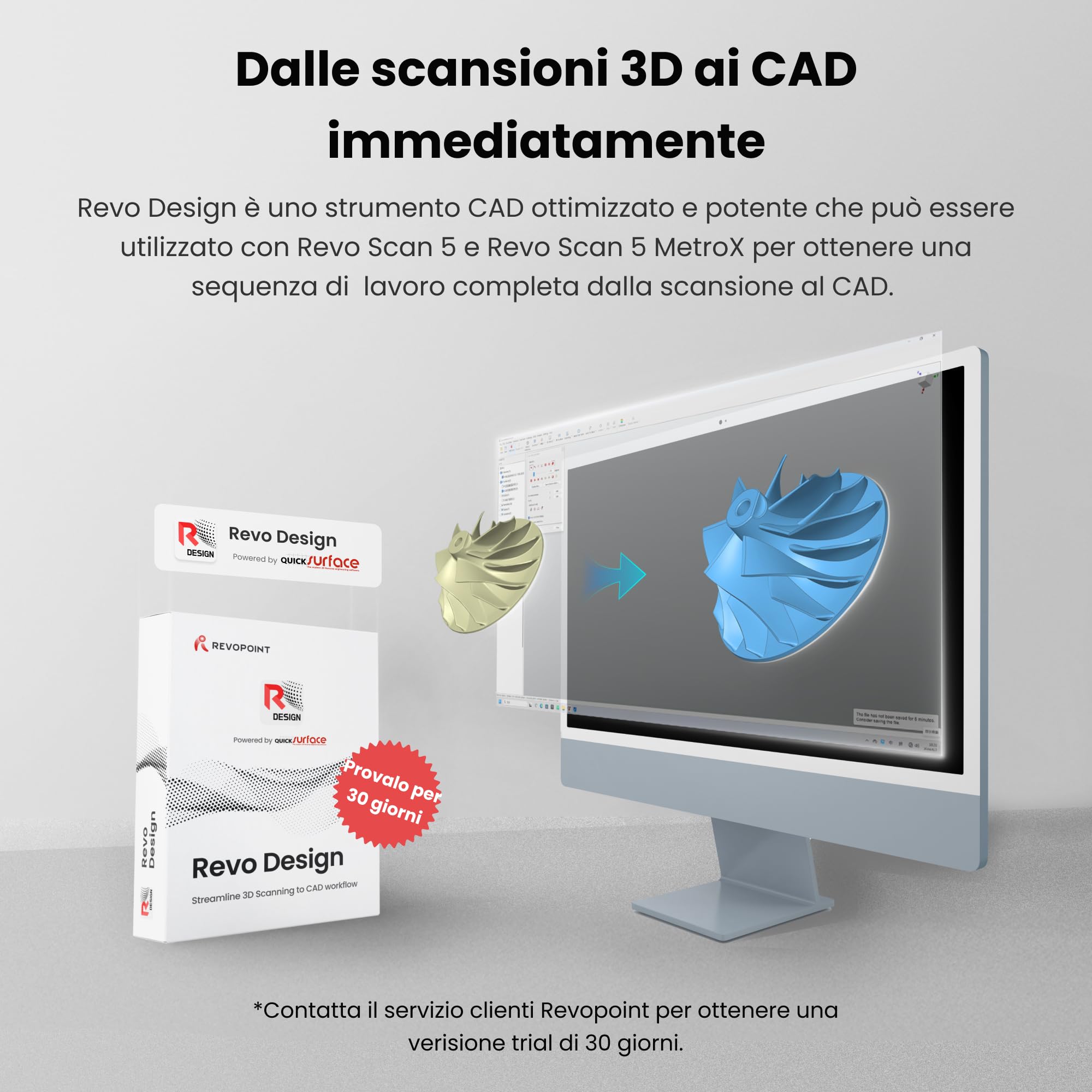 Revopoint MetroX Scanner 3D per Stampa 3D, Precisione fino a 0,01 mm, Accuratezza Metrologica, Fino a 60 fps, Laser Blu, 4 Modalità di Scansione, Scansione di Oggetti Metallici/Scuri, Avanzato