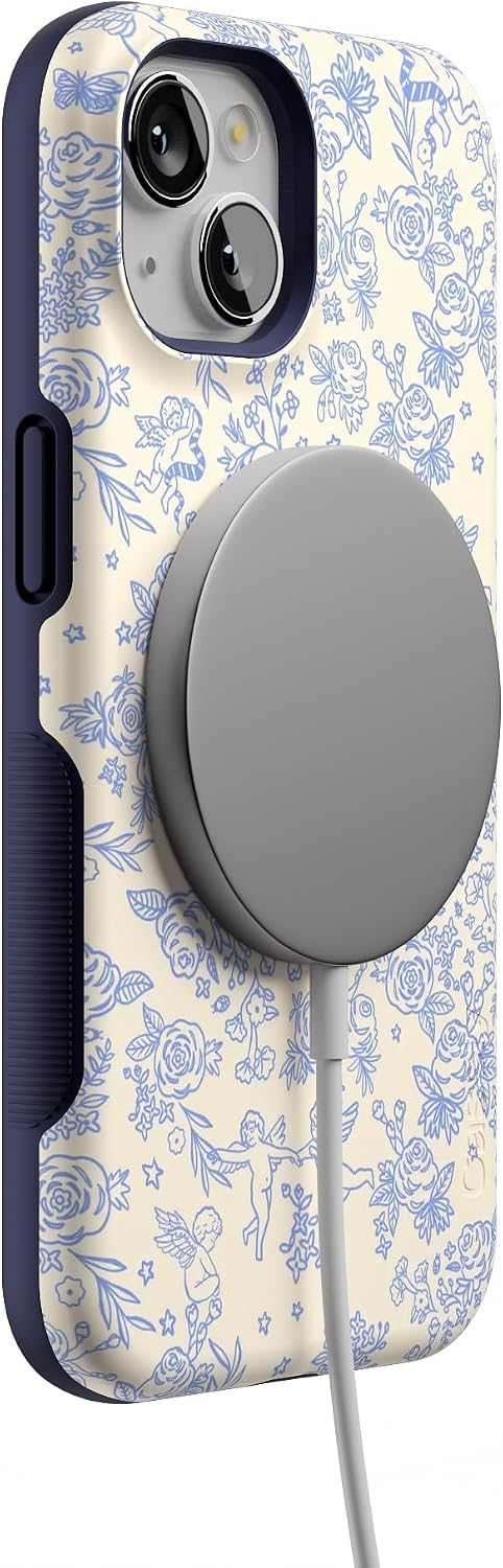Casely iPhone 13 Case | Cupid's Canvas | Periwinkle Floral | Bold Protective Design | Compatible with MagSafe