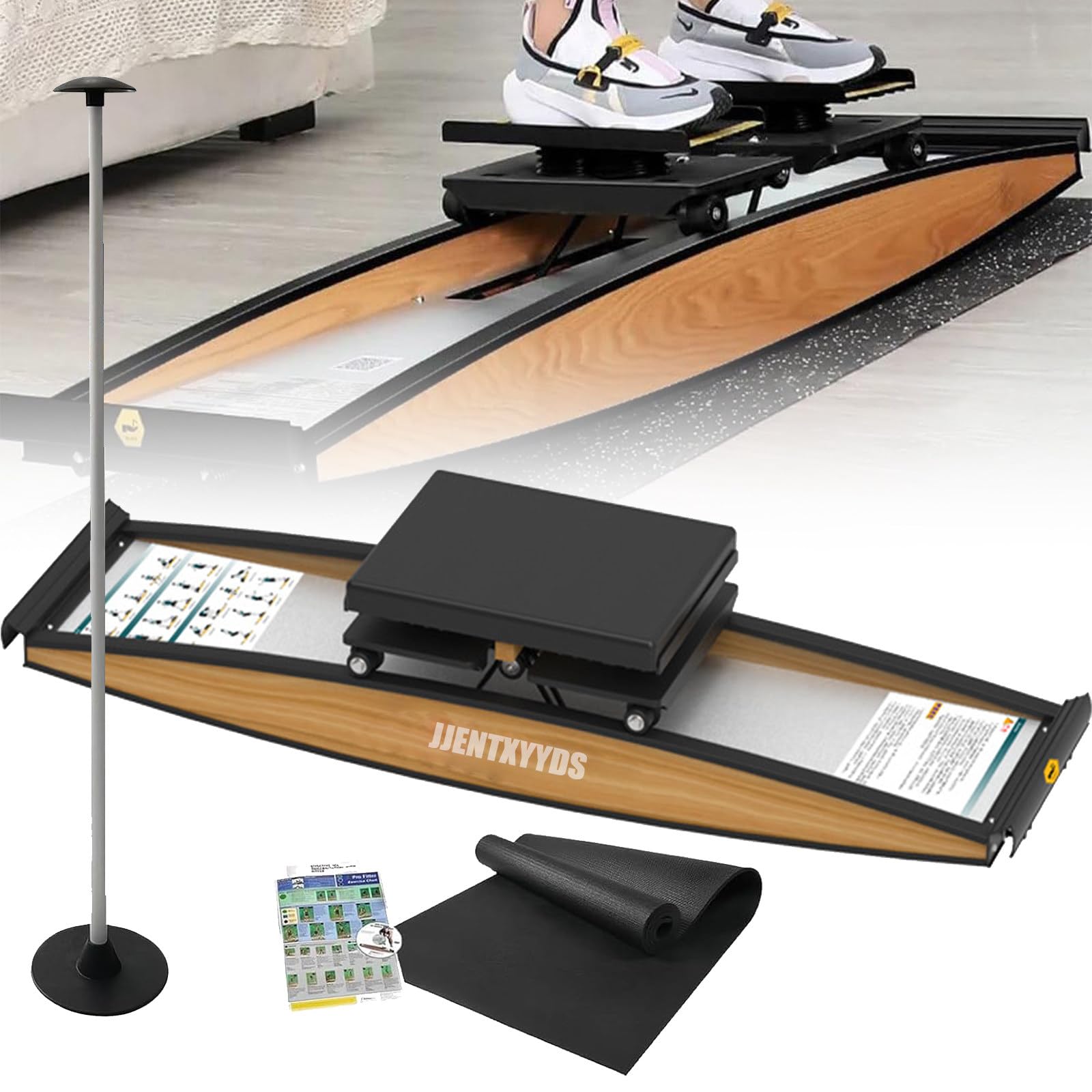 Symulowana maszyna narciarska w pomieszczeniu, 3D Cross Trainer, sprzęt do aerobiku, symulator treningu talii, do treningu talii, brzucha i nóg, z kijkami narciarskimi i matami