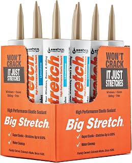 Sashco Big Stretch Acrylic Latex High Performance Caulking Sealant, 10.5 Ounce Cartridge, Limestone (Pack of 12)