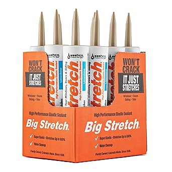 Sashco Big Stretch Acrylic Latex High Performance Caulking Sealant, 10.5 Ounce Cartridge, Limestone (Pack of 12)