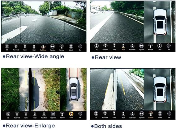 360 Degree Bird View Surround System, 1080P HD Car Backup Camera System with Car DVR Recorder and 4 Reverse Cameras, Waterproof Universal Panoramic View All-Round Front/Side/Rear View Camera for All