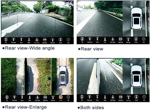 360 Degree Bird View Surround System, 1080P HD Car Backup Camera System with Car DVR Recorder and 4 Reverse Cameras, Waterproof Universal Panoramic View All-Round Front/Side/Rear View Camera for All