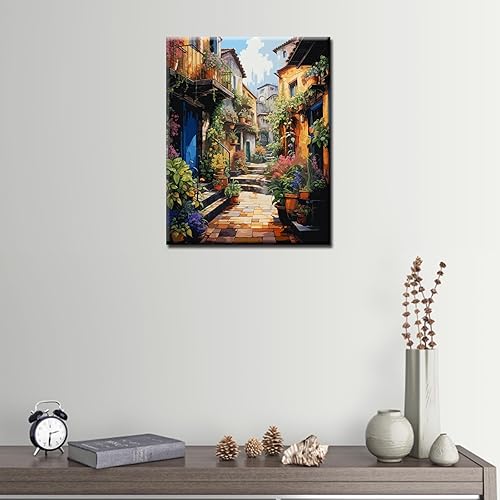 Miniatura 2 de Tucocoo Pintura pintoresca de carril por números para adultos, flores coloridas para puerta, pintura en lienzo para niños, pinceles para