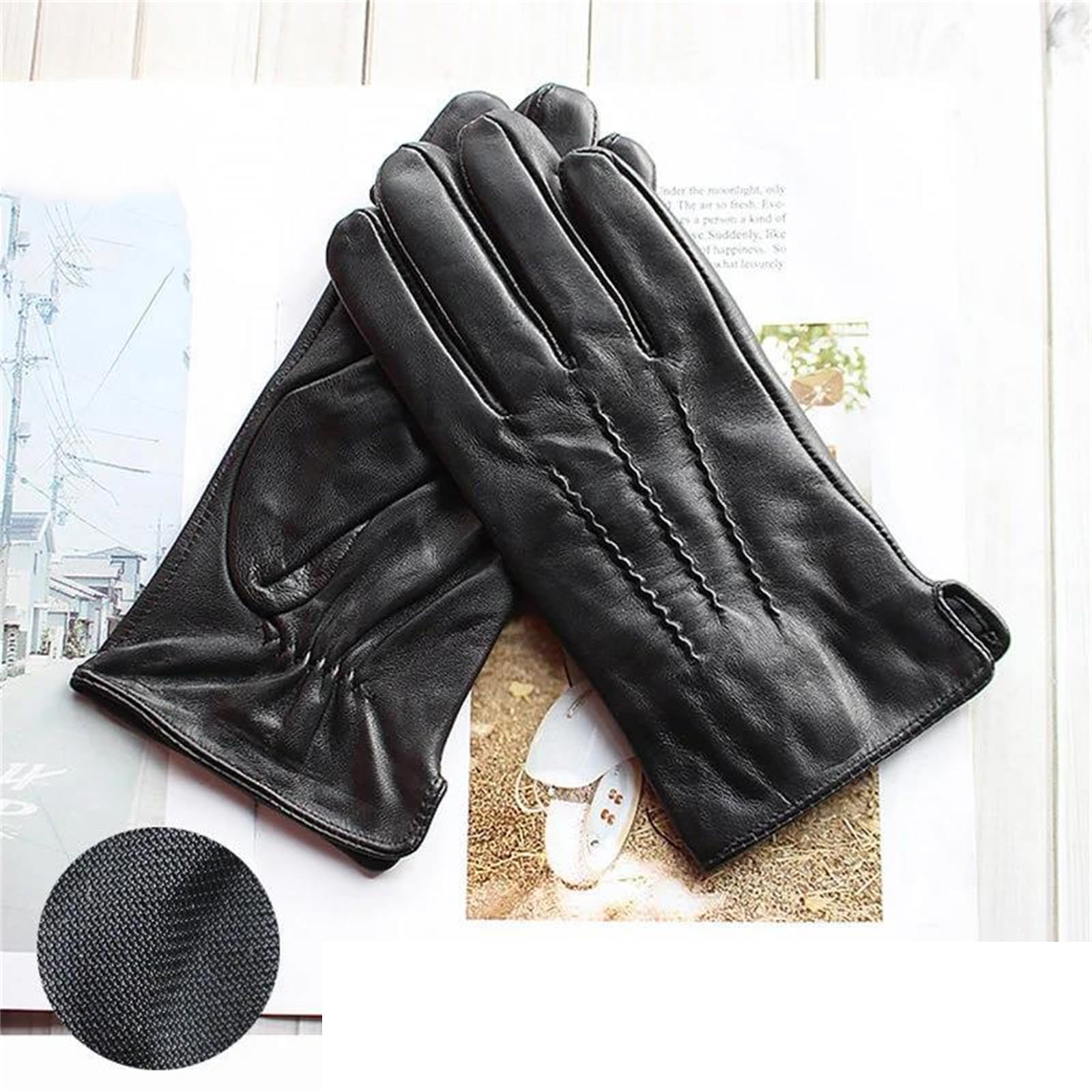 Herren-Handschuhe aus echtem Schaffell, dünne Rayon-gefütterte Touchscreen-Handschuhe, Sommer, Outdoor, Fahrrad-Handschuhe