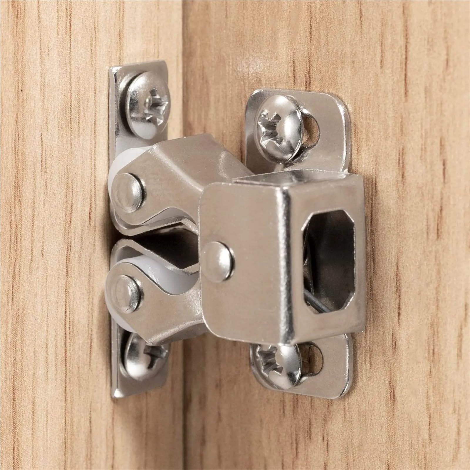 Doppel-Rollenschnäpper für Möbel, Schrank, Schrank, Rollverschluss, Doppelschnäpper mit Klöppel und kostenlosen Schrauben, 40 Stück
