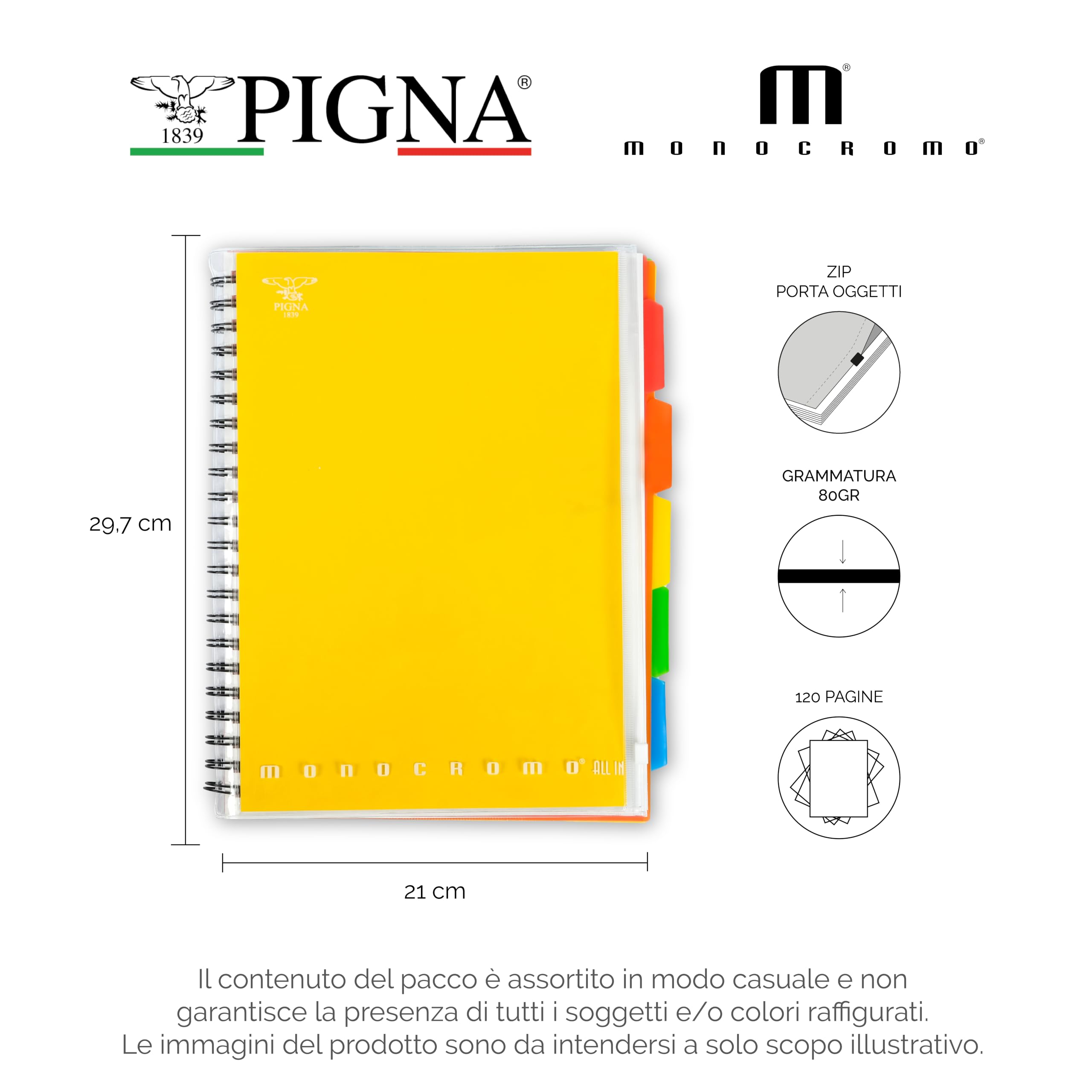 Pigna 0226585T5 Blocco Spiralato, 4 Pezzi