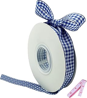 Blue and White Gingham Ribbon, 5/8" x 25Yd Roll Picnic Craft Ribbon Buffalo Ribbons for Crafts Hair Accessories Craft and ...