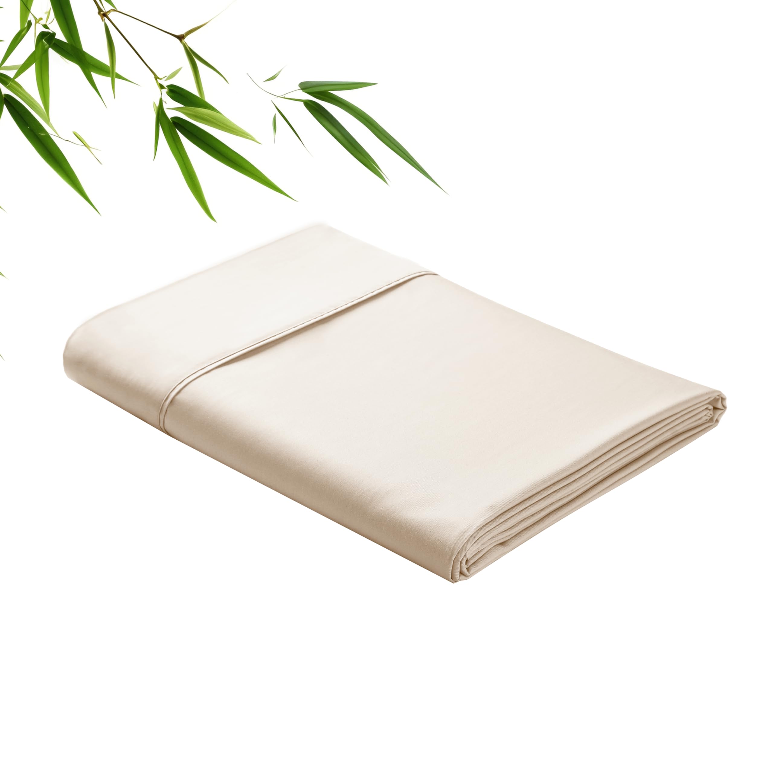 Bamboo Viscose Flat Sheets Only, 400 Thread Count Sateen Weave King Size Flat Sheet Only, Luxury Soft Cooling for Hot Sleepers, Silky Breathable (Beige, King)