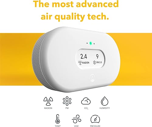 Vista 7 de Airthings 2960 View Plus - Monitor de calidad del aire y radón alimentado a batería (PM, CO2, COV, humedad, temperatura, presión)