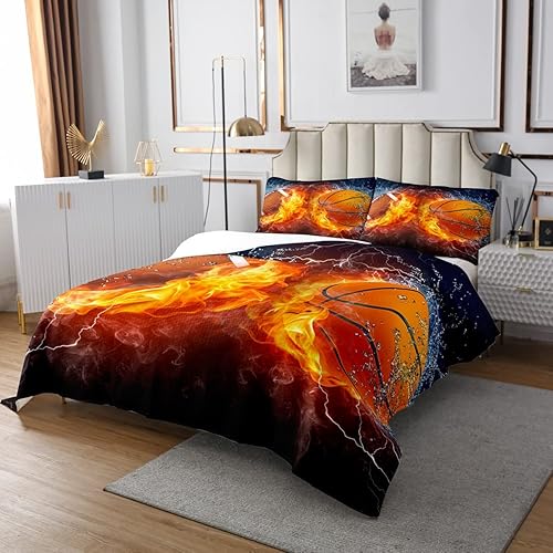 Miniatura 8 de Erosebridal Juego de edredón deportivo para niños, tamaño Queen, juego de colcha de fútbol para niños, adolescentes, baloncesto, fútbol, funda de