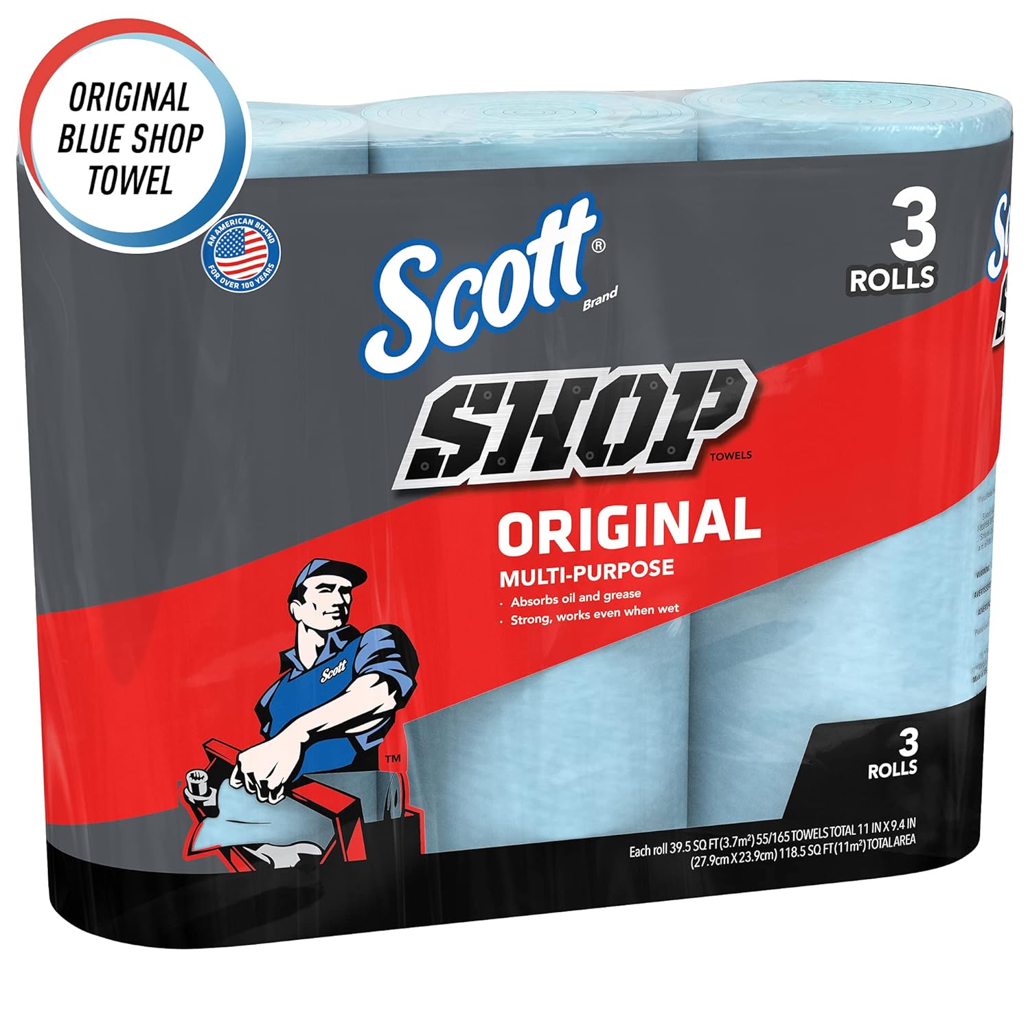 Scott Shop Towels Original (75143), Blue, 55 Sheets / Standard Roll, 30 Rolls / Case (10 Bundles of 3 Rolls), 1,650 Towels / Case : Health & Household