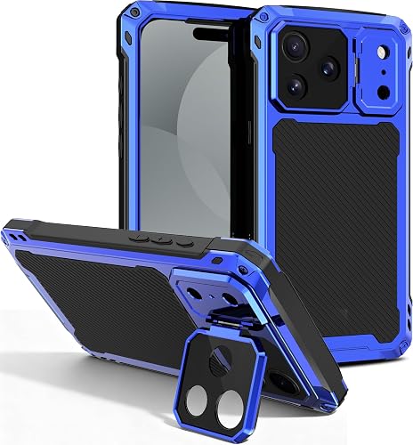 NINKI Metal for iPhone 17 Pro Max Case with Stand and Camera Cover,Military Shoc