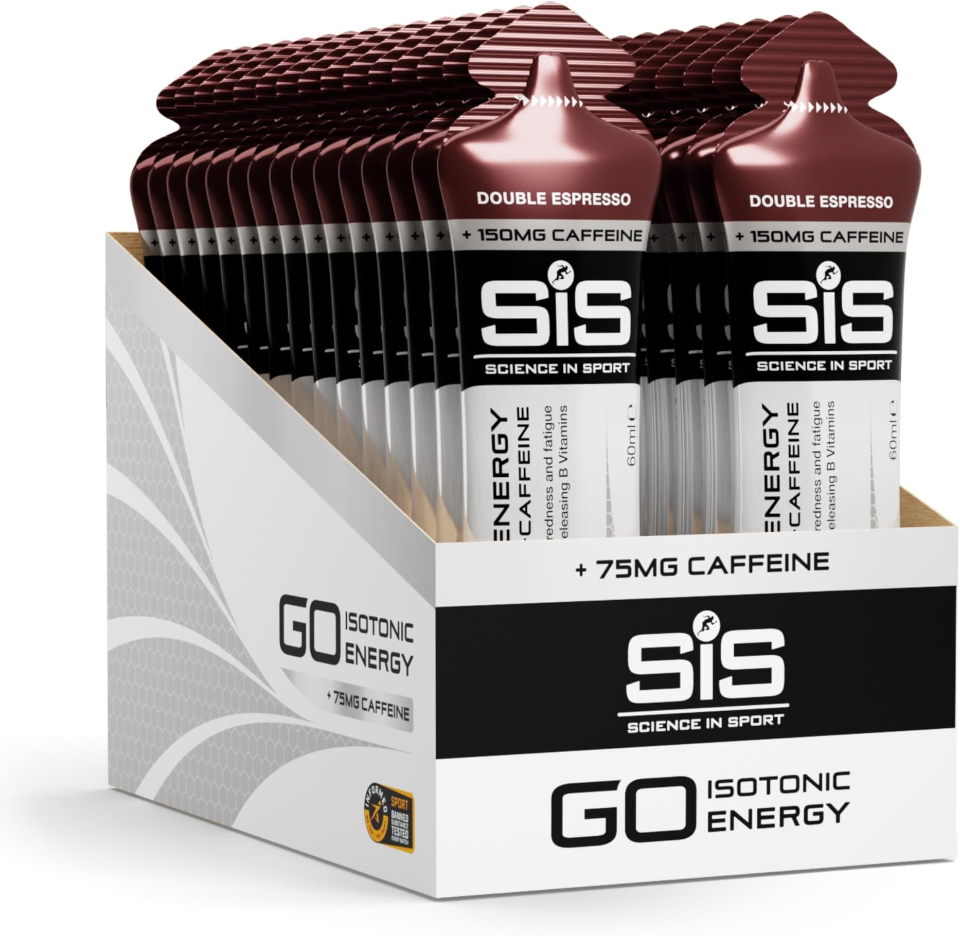 Science in Sport Go Isotonic Energy Gel with Caffeine, 60 ml - Double Espresso by Science in Sport