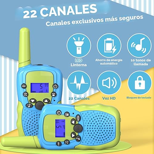 Miniatura 3 de Selieve Juguetes para niños y niñas de 3 a 12 años, Walkie Talkies para niños de 22 canales, juguete de radio de 2 vías con linterna LCD