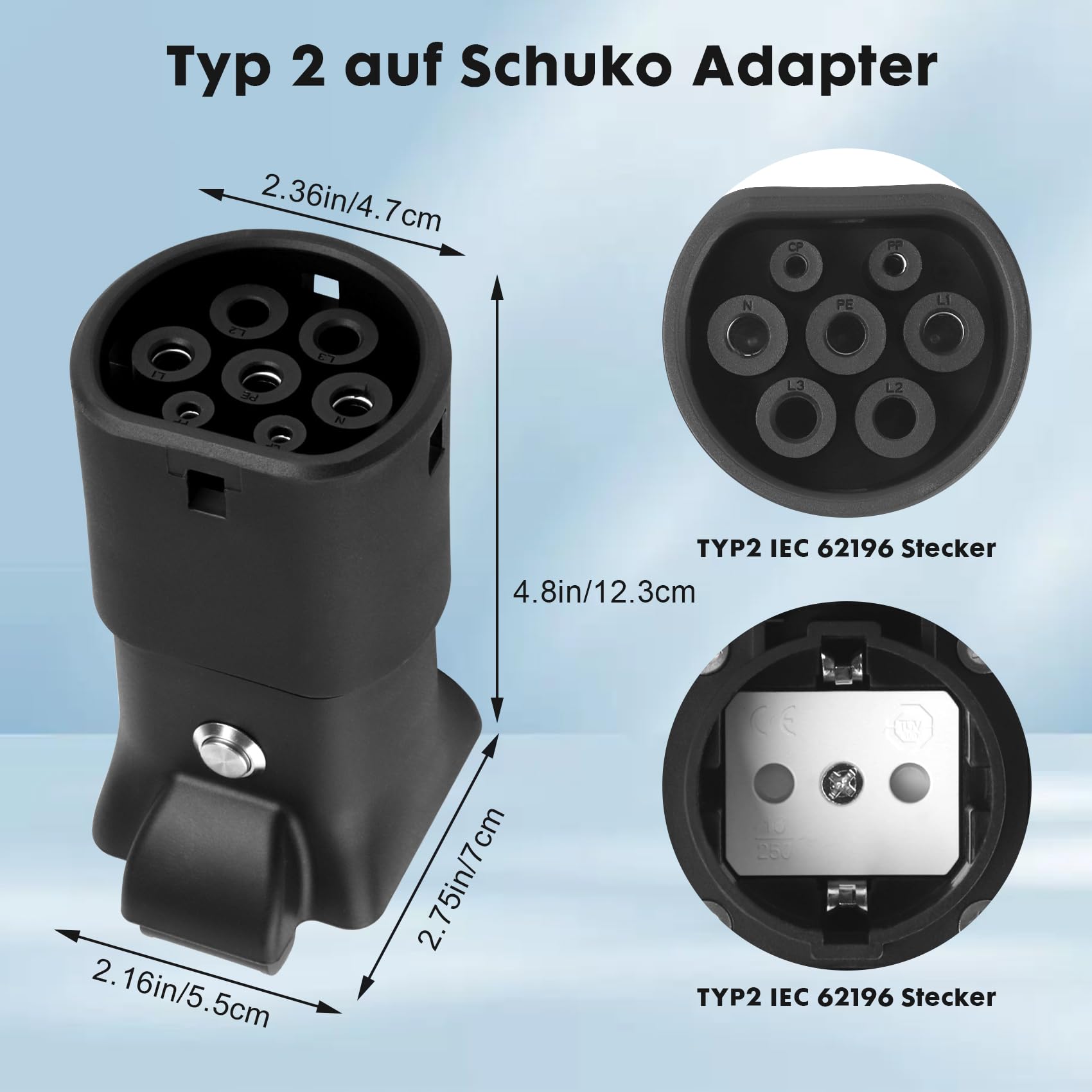 V2L Adapter für Leapmotor B10 C10 C16 EV, Fahrzeug-zu-Ladung-Adapter Vehicle to Load Typ 2 auf Schuko AutoAdapter für Elektrofahrzeuge die V2L-Funktionen unterstützen