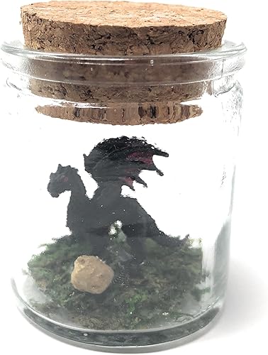 Dragón de medianoche para mascotas de 1 pulgada negro y rojo con certificado de adopción, regalo de mordaza