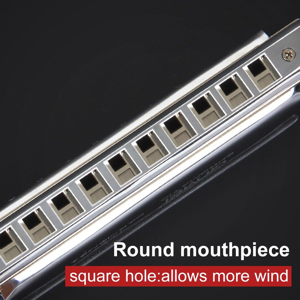 Kmise Chromatic Harmonica French Harp Mouth Organ Phosphor Bronze Key of C 10 Holes 40 Tone with Case (Z3713)