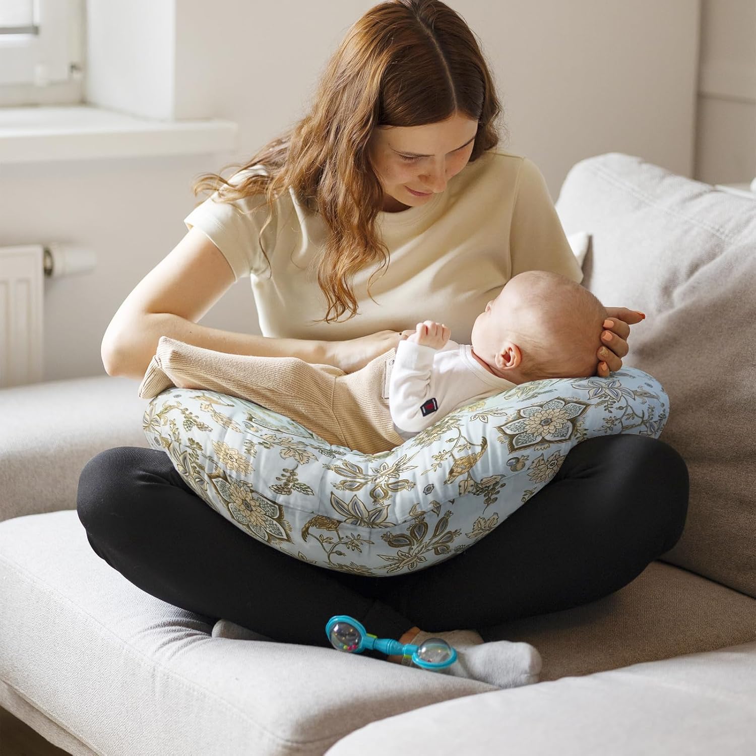 Nursing Pillow, Breastfeeding Pillow with Removable Cover, Ergonomic Breast Feeding Pillow, Baby Feeding Pillow for Mom Easier Breastfeeding- Original Size/Boho Garden - Image 5