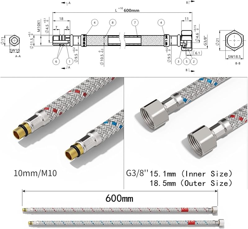 Beelee G3/8 x M10 csatlakozó tömlő vízcsap hosszabbító adapter