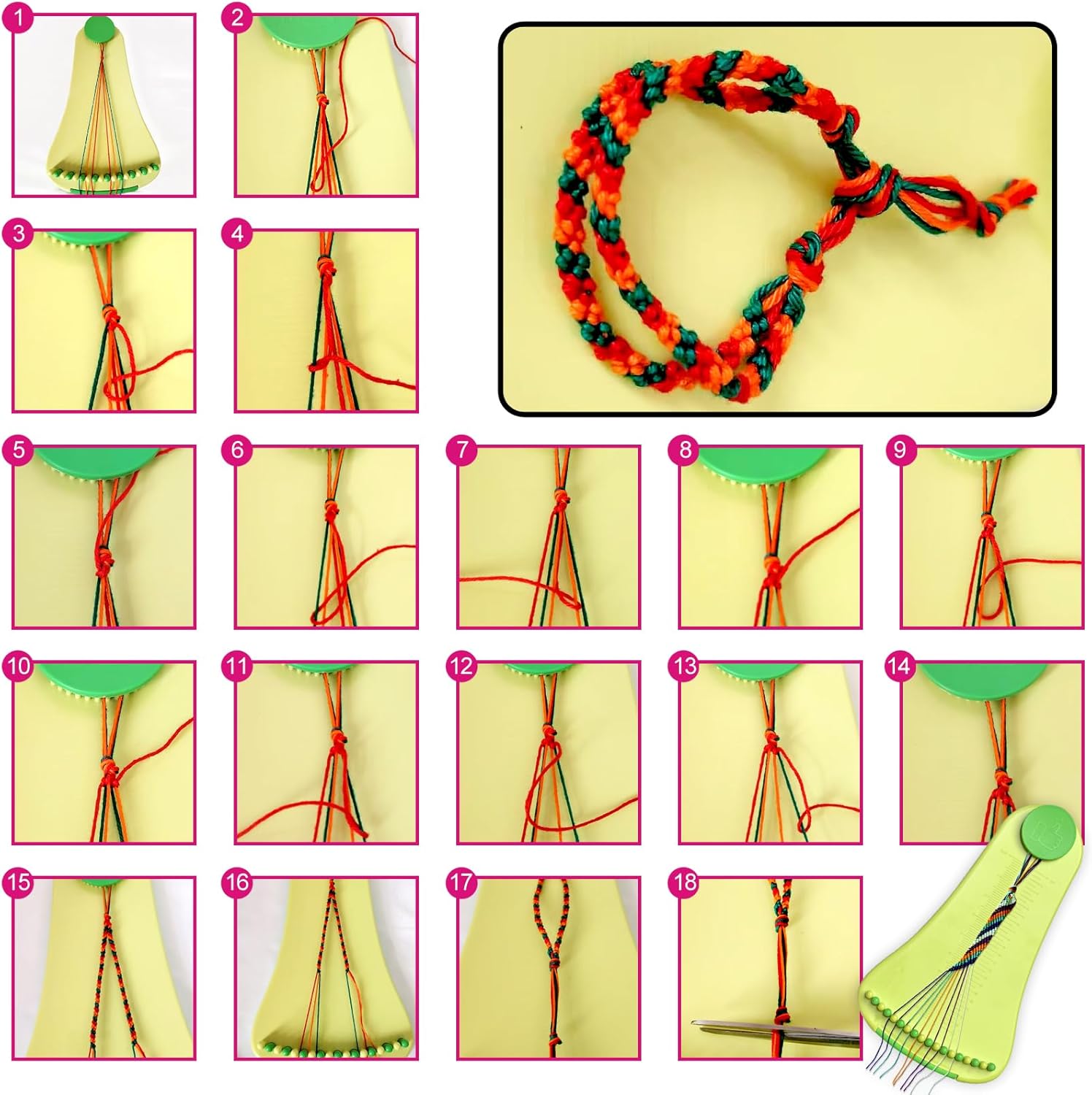 Friendship Bracelet Making Kit toys ,ages for 8 9 10 11 12 Year Old Girls, Kids Travel Activity Set,diy kit,Arts and Crafts Bracelets String Maker Kit ,Christmas Birthday Gifts (Lemon yellow-green)
