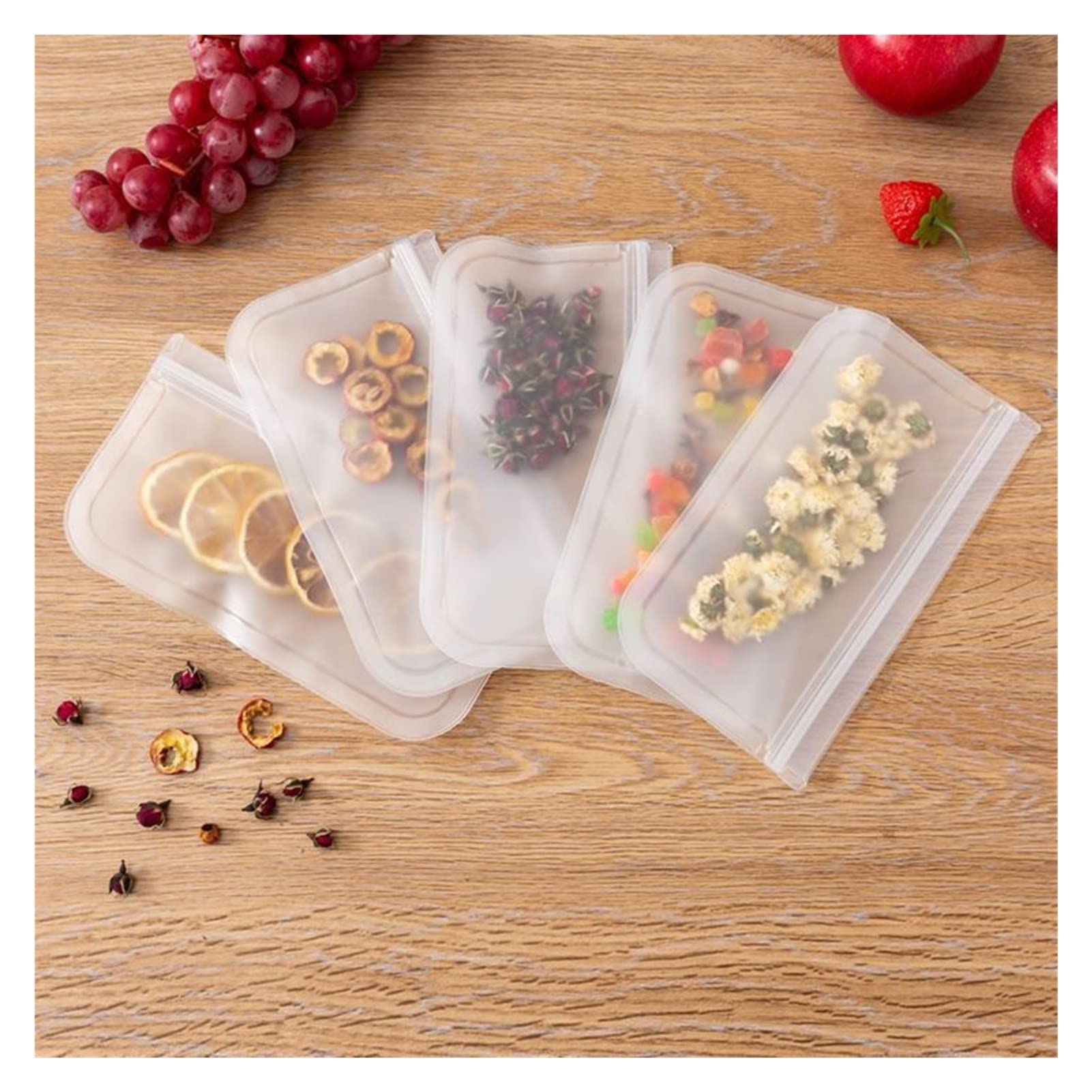 Sacchetti Per Alimenti 5pcs cucina in silicone alimentari sacchetto di stoccaggio contenitore riutilizzabile frutta vegetale stand up zip shut borse organizer Ziplock Bags