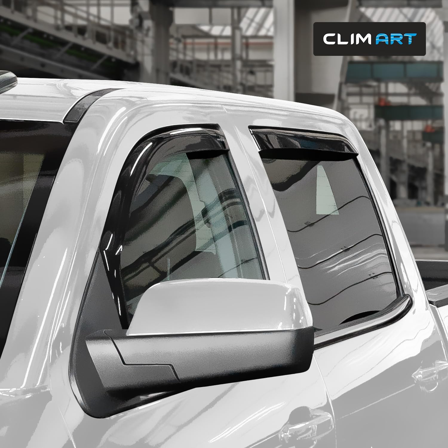 CLIM ART in-Channel Incredibly Durable Rain Guards for GMC Sierra 2014-2018 Crew Cab, Original Window Deflectors, Vent Window Visors, Truck Accessories, 4pcs- 614003LPv