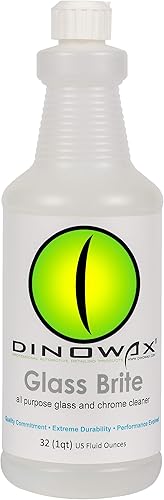 Dinowax - Glass Brite - Limpiador automático de vidrio y cromo - Para detallar parabrisas y ventanas - Concentrado sin rayas - Grado profesional (32