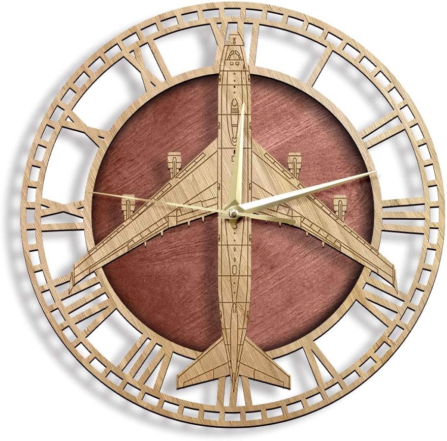 The Geeky Days E-4B Nightwatch Farmhouse Style Wall Clock Home Decor Silent Wall Watch Advanced Control Military Air Force Aircraft Pilot Gift