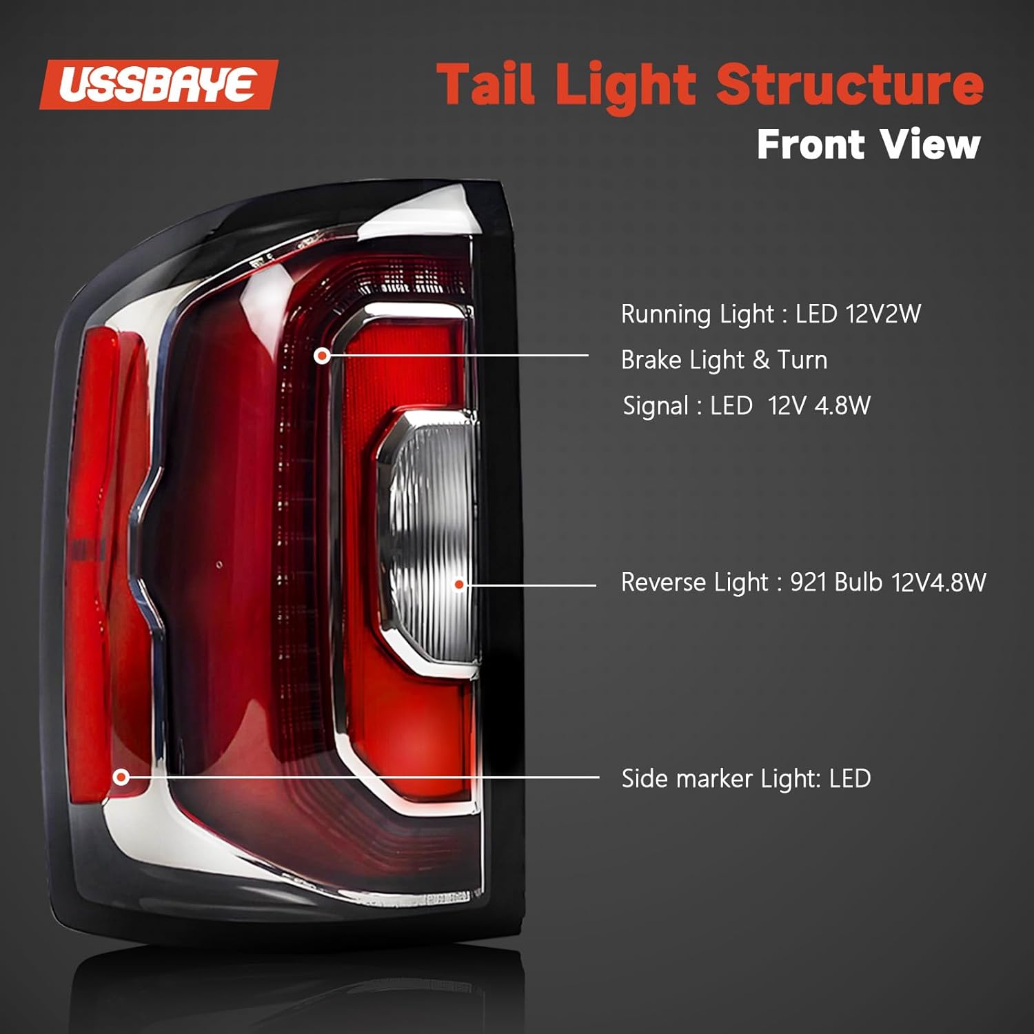 LED Tail Lights Compatible with 2016 2017 2018 GMC Sierra 1500 SLT/Denali Taillight Assembly Rear Taillights with Bulbs and Harness GM2800295 84233587 84365930 （Left Driver Side）