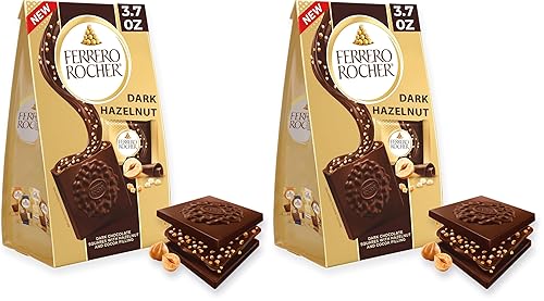 Ferrero Rocher Premium Dark Hazelnut chocolate squares, Individually Wrapped Chocolates,
