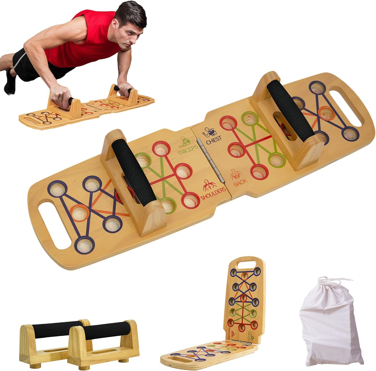 Picket Transportable Push up board, foldable health power coaching push…