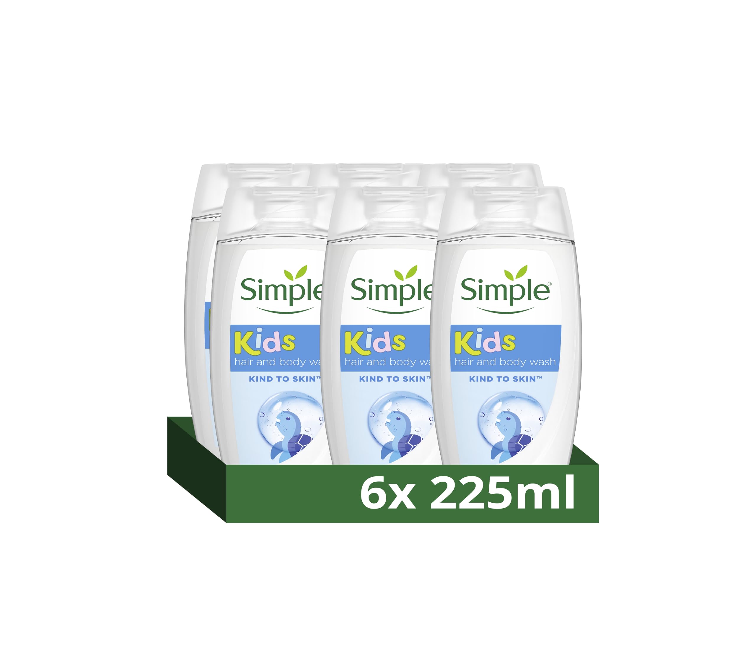 Simple Kind to Skin Kids Hypoallergenic Hair & Body Wash pack of 6 with chamomile oil shampoo for kids 225 ml, White