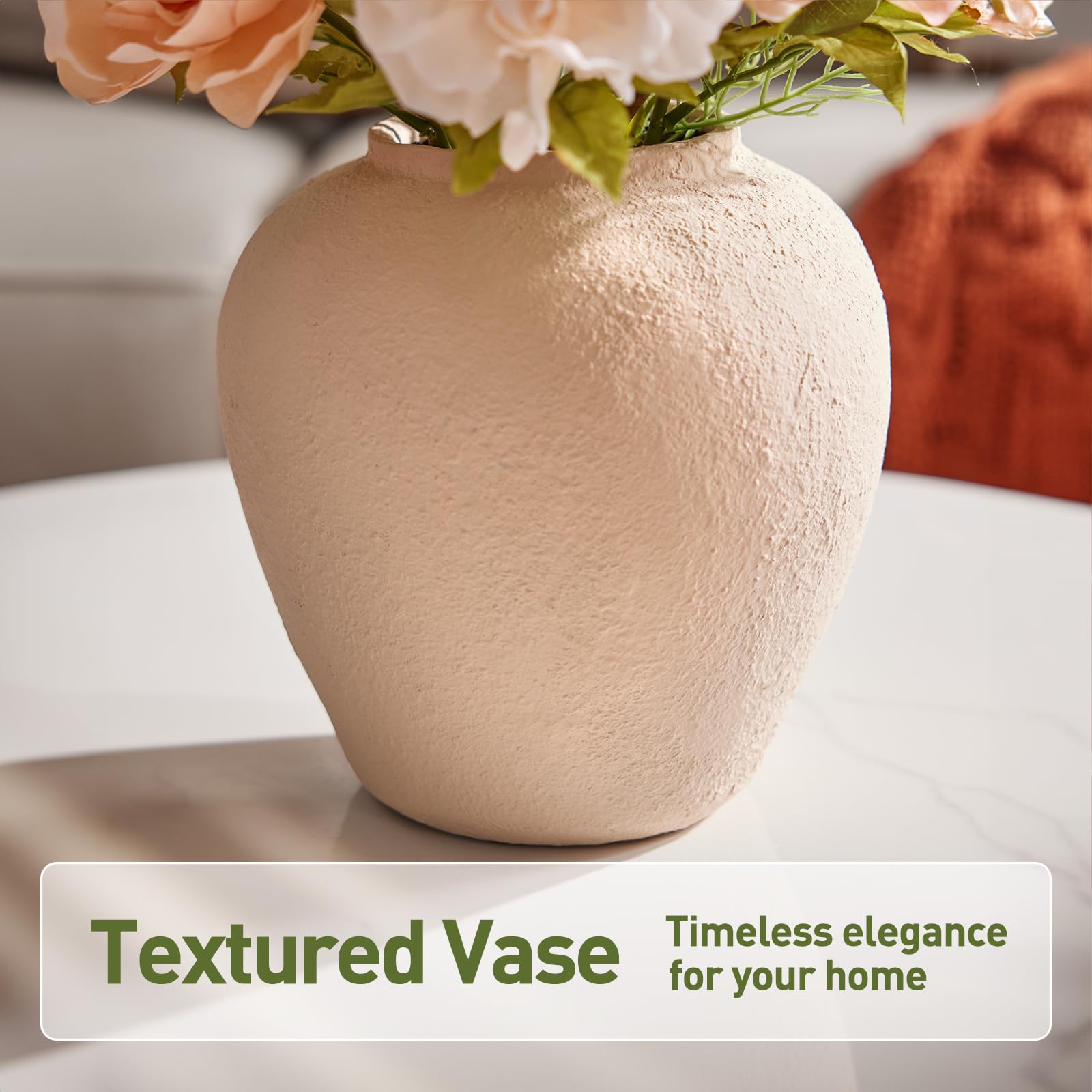 VeriNatural Künstliche Pfingstrose mit Tönerner Vase 55 cm Hellrosa Weiß | Kunstblumen wie Echt Seidenblumen künstliche Blumen für Draußen Wohnzimmer Balkon Hochzeit 1 Stück
