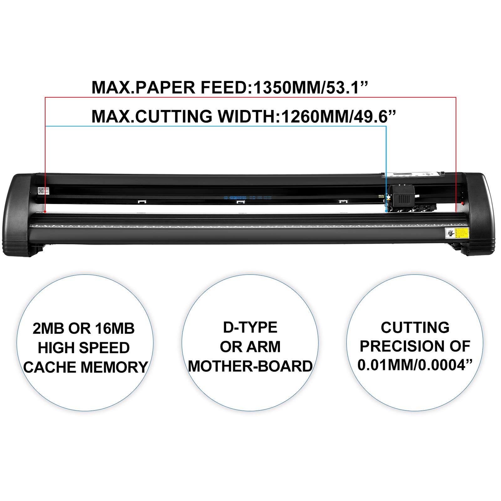 VEVOR 53 Inch Vinyl Schneideplotter Vinyl Cutter Plotter 1350 mm Slogan Cutting Plotter Desktop Machine mit der Software