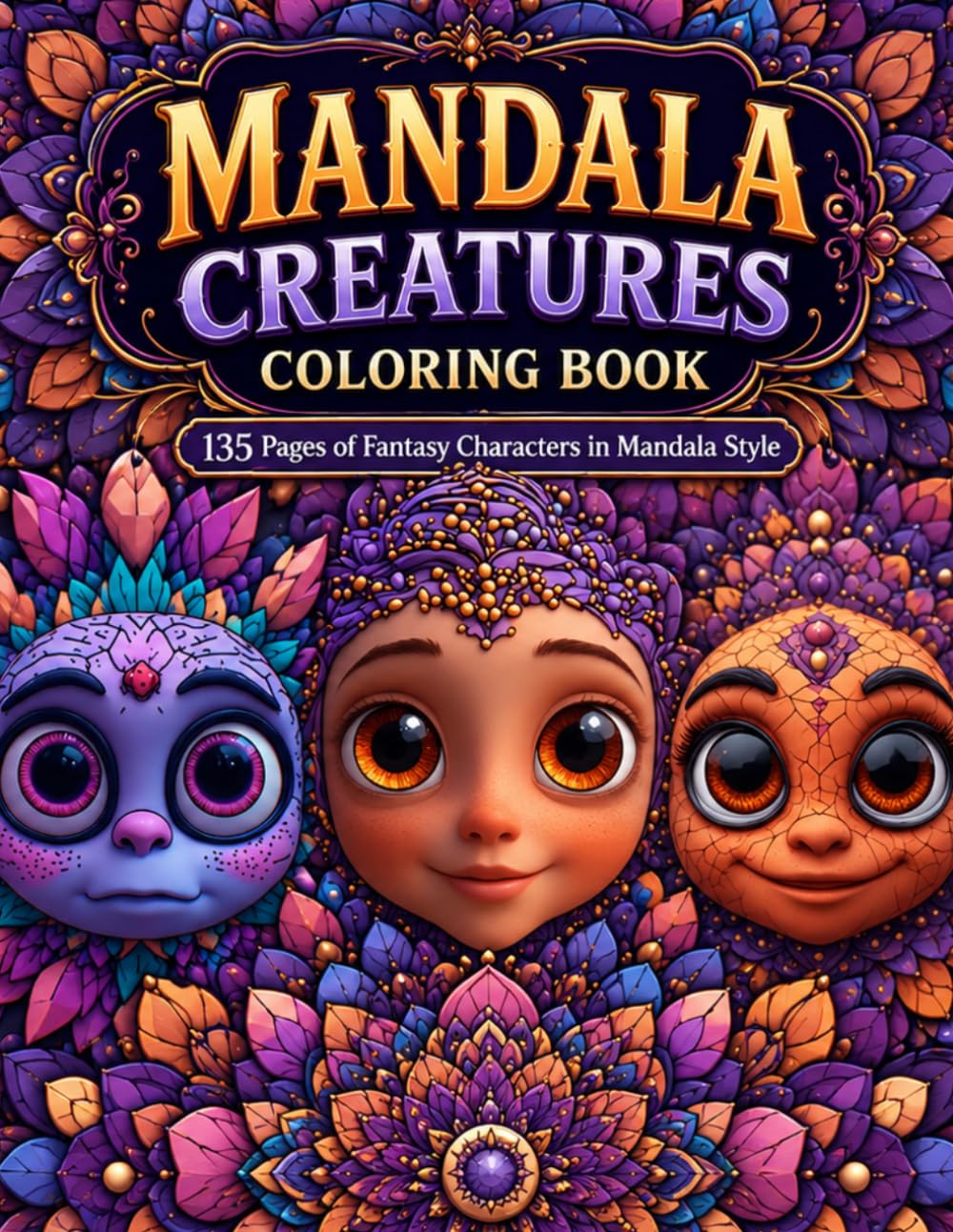 MANDALA CREATURES COLORING BOOK: 135 Pages of Fantasy Characters in Mandala Style