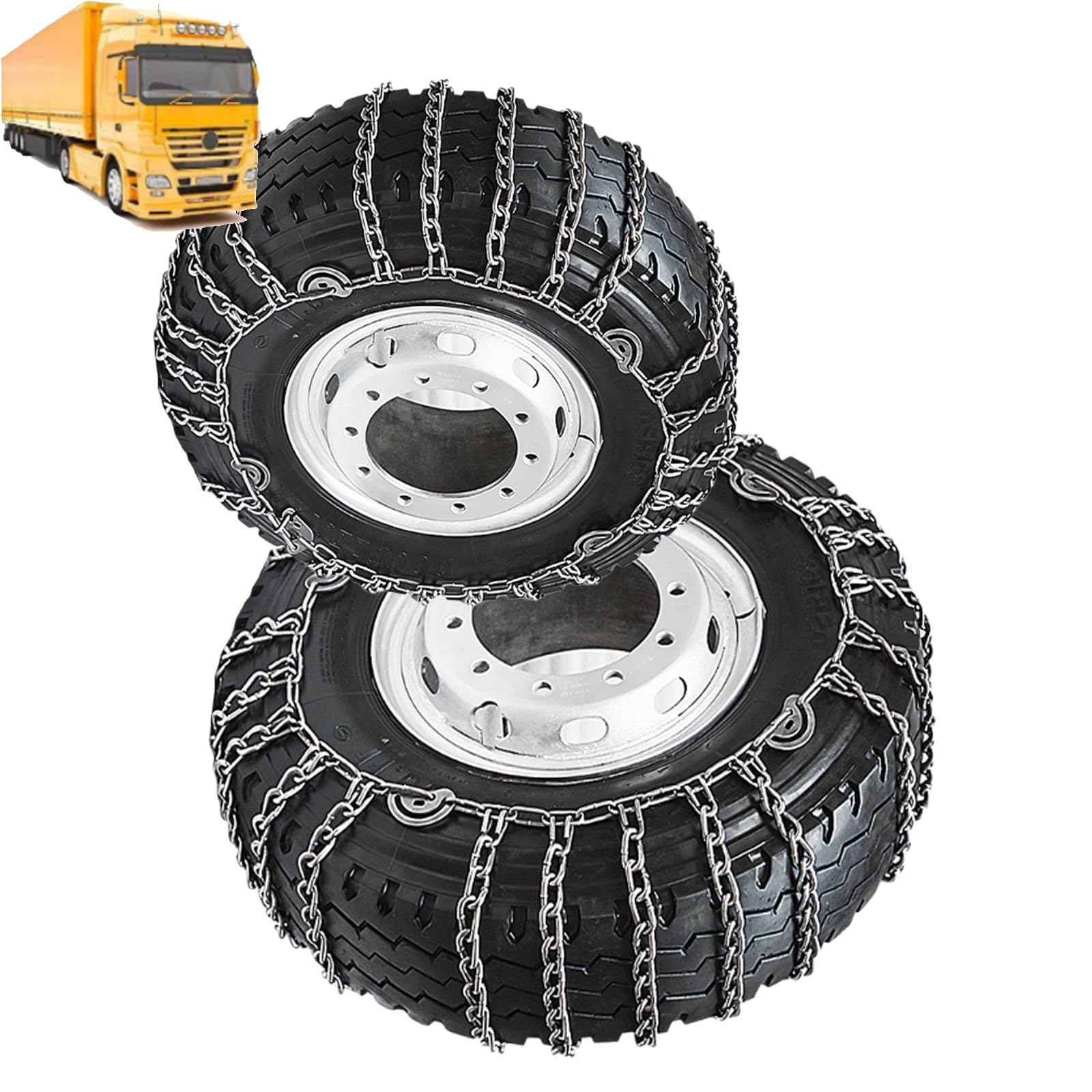 YAGOLD Set of 2 Tire Chains for Trucks 2pcs Snow Chains for Trucks Snow Chains for Car Tires Anti-Skid Thickening Tire Chains Winter Car Accessories No Jack Required 2pcs 6.00-14 2pcs 9R22.5